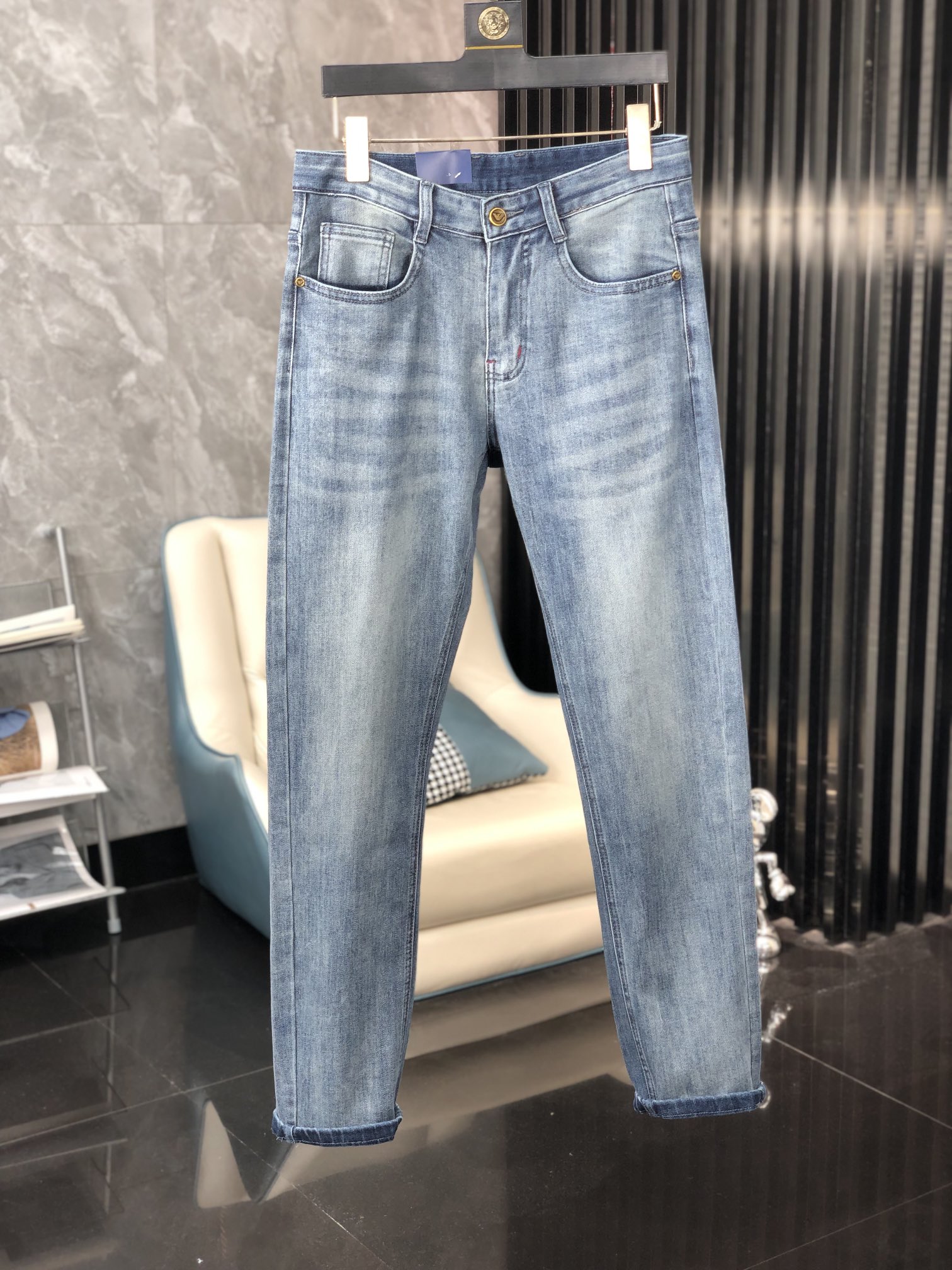 Armani Clothing Jeans Men Denim Genuine Leather Fall Collection Fashion