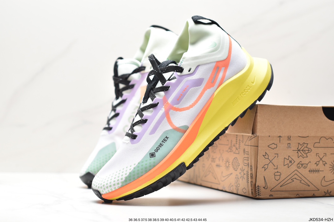 Nike React Pecasus Trail 4 GORE-TEX Pegasus running shoes ”Network White Light Green Purple Yellow” DJ7926-800