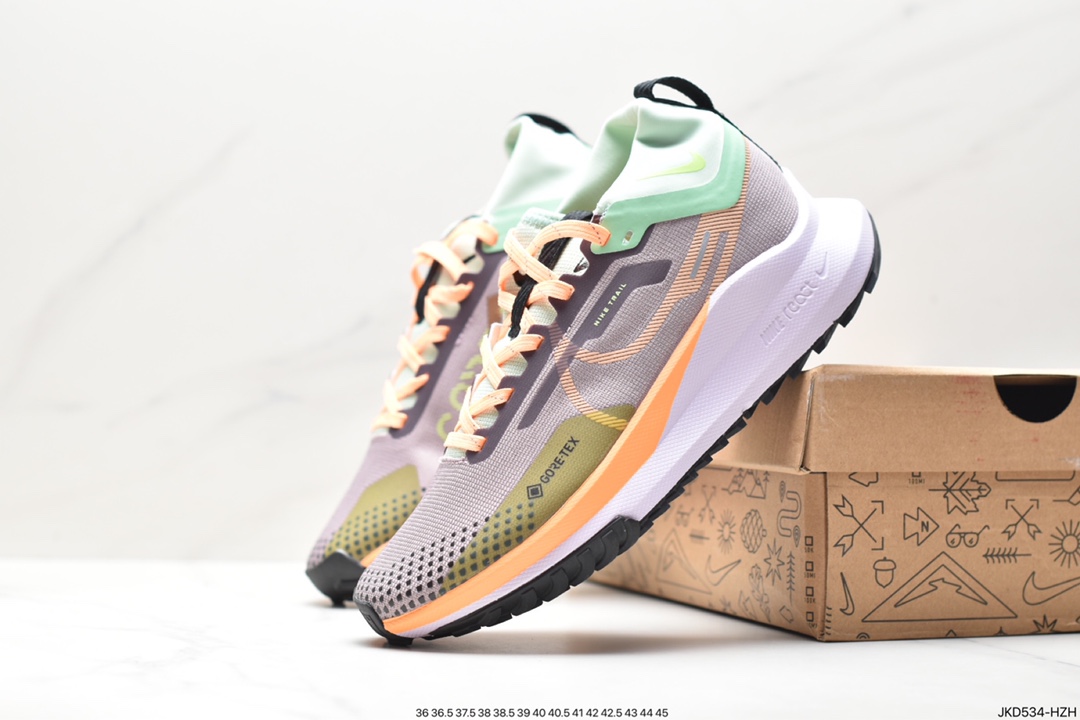 Nike React Pecasus Trail 4 GORE-TEX Pegasus running shoes ”Network White Light Green Purple Yellow” DJ7926-800