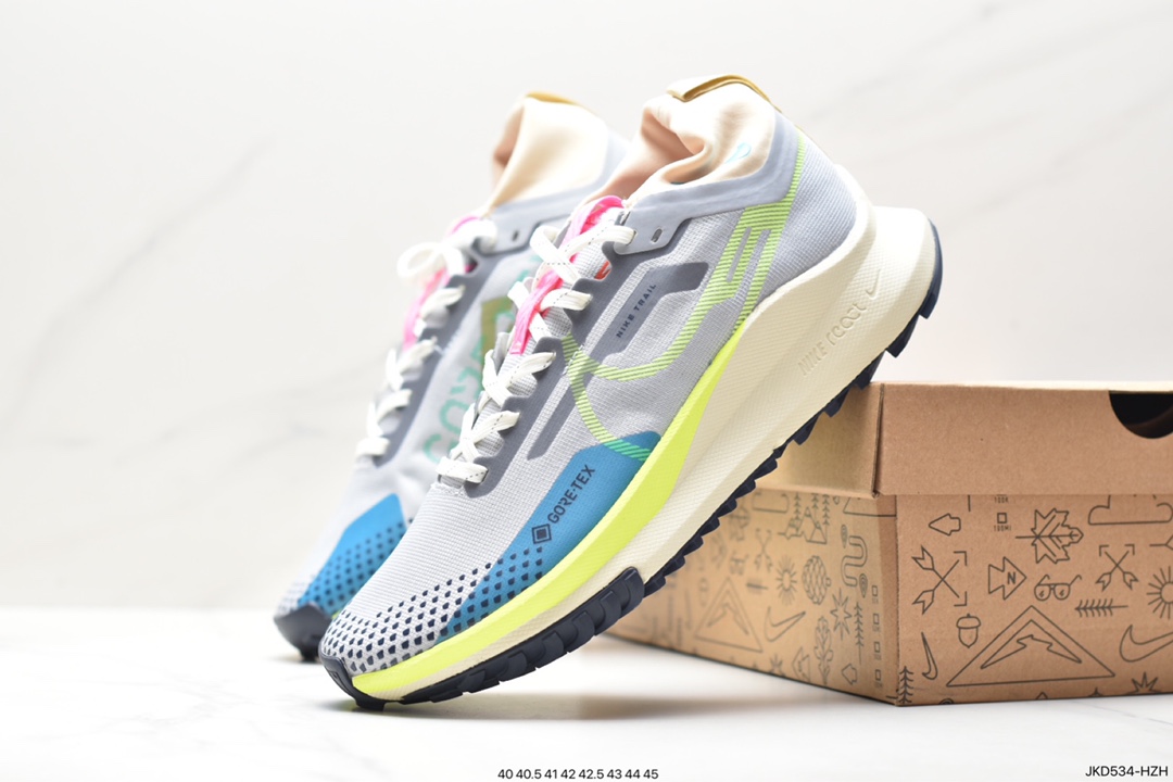 Nike React Pecasus Trail 4 GORE-TEX Pegasus running shoes ”Network White Light Green Purple Yellow” DJ7926-800