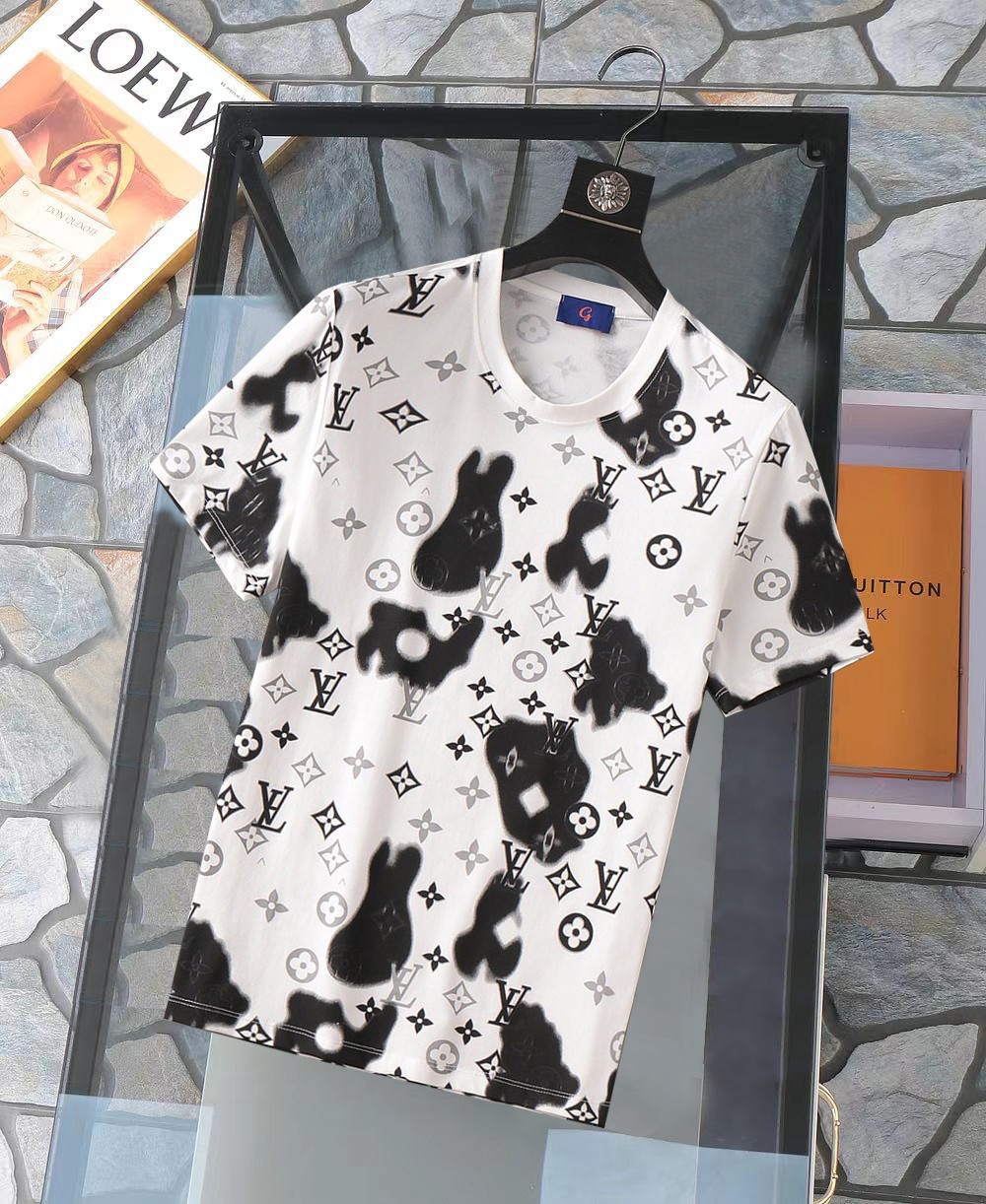 Louis Vuitton Clothing T-Shirt Set With Diamonds Spring/Summer Collection Short Sleeve