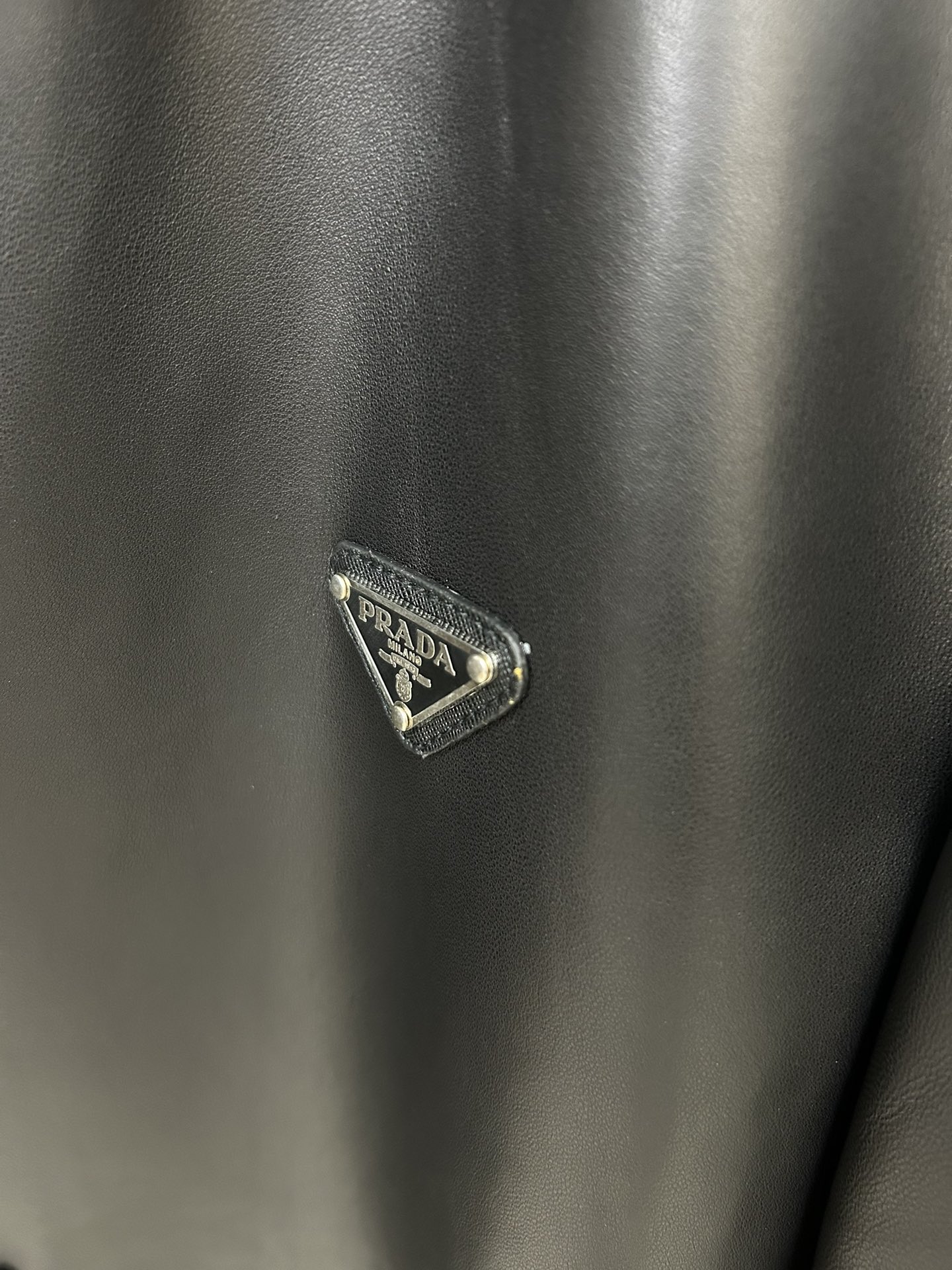 Prada Triangle Logo Leather Shirt Jacket