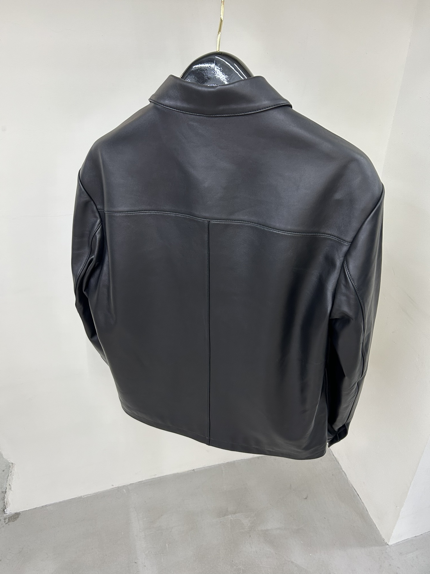 Prada Triangle Logo Leather Shirt Jacket