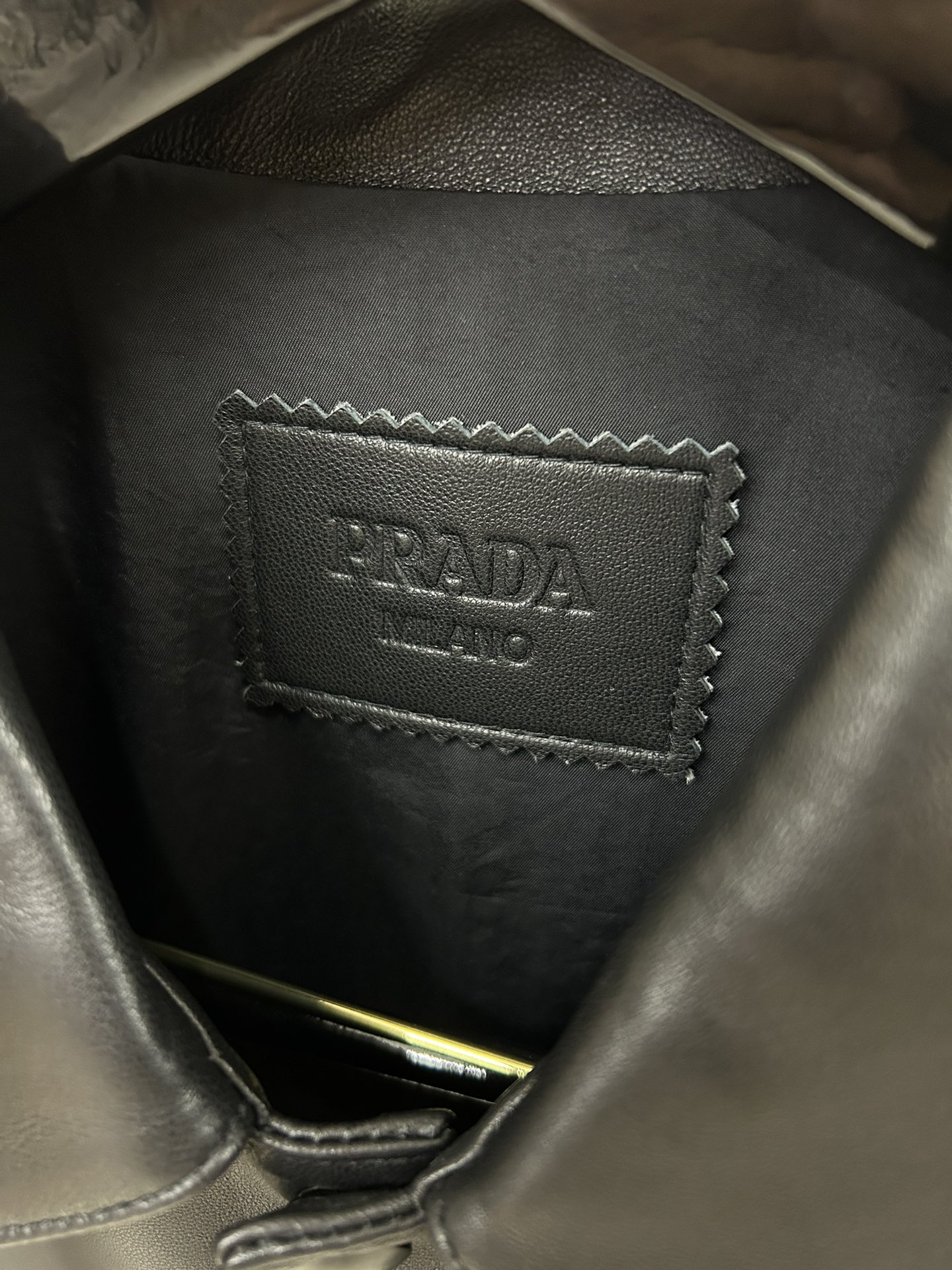 Prada Triangle Logo Leather Shirt Jacket