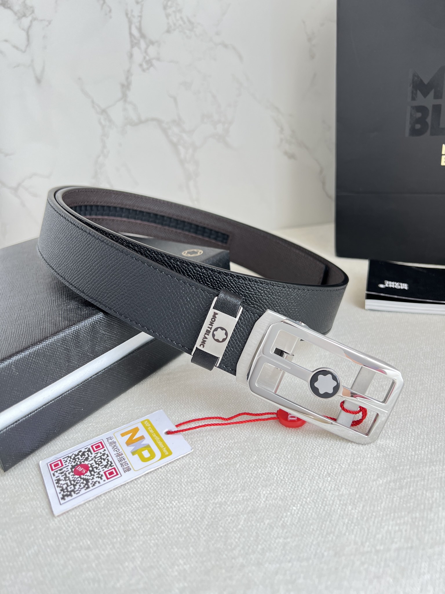MontBlanc Belts Buy High-Quality Fake
 Black Silver Hardware Cowhide Genuine Leather
