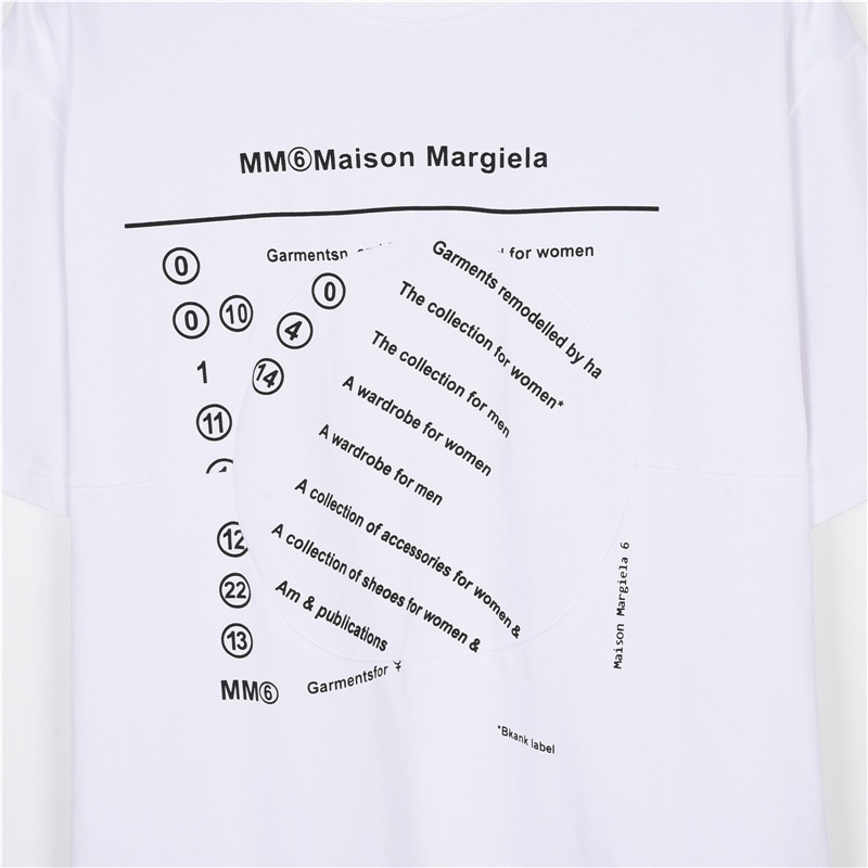 Martin Margiela/马吉拉 拼接圆圈裁剪数字字母印花短袖T恤