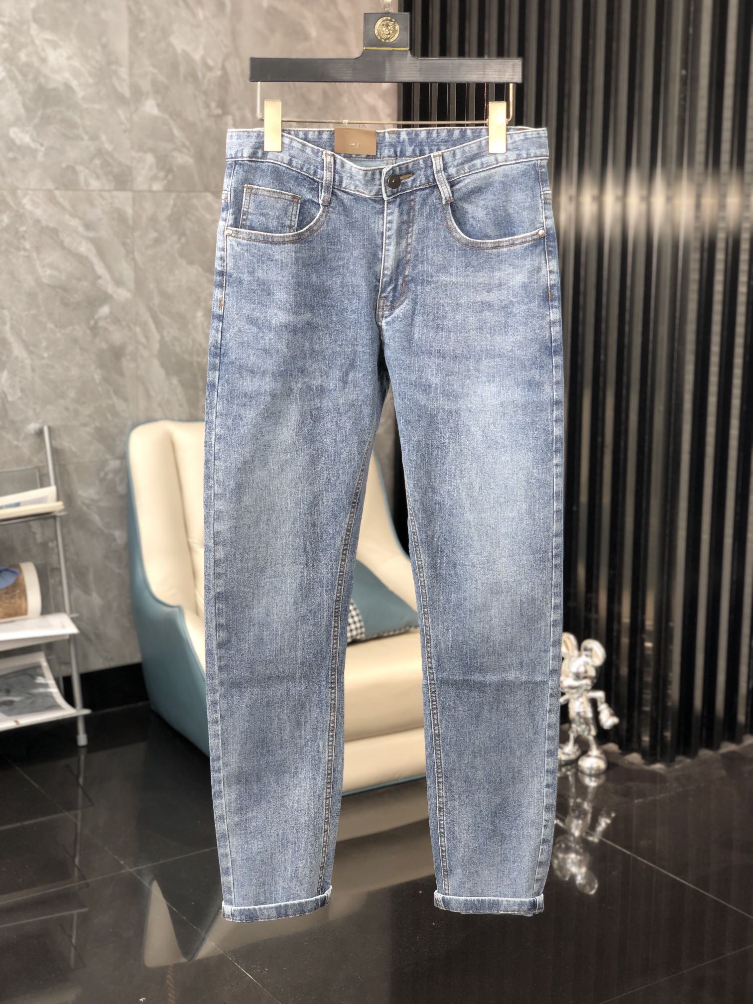 Burberry Clothing Jeans Men Denim Genuine Leather Fall Collection Fashion