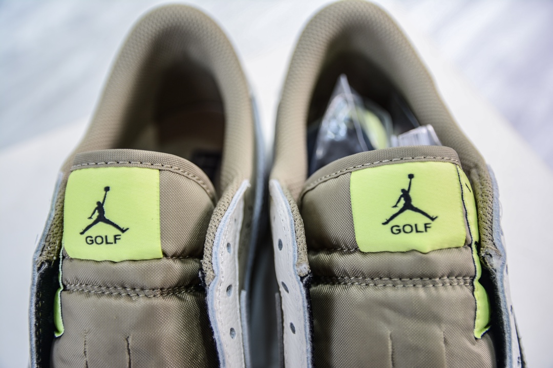 New G version pure original Travis Scott x Air Jordan AJ1 Low Golf ”Olive” TS joint inverted hook golf low-top FZ3124-200