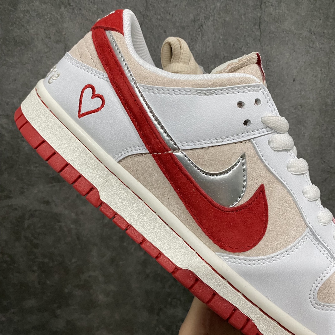 Customized NK Dunk Low High-end Custom Valentine's Day Limited Double Hook White and Red CT2552-188