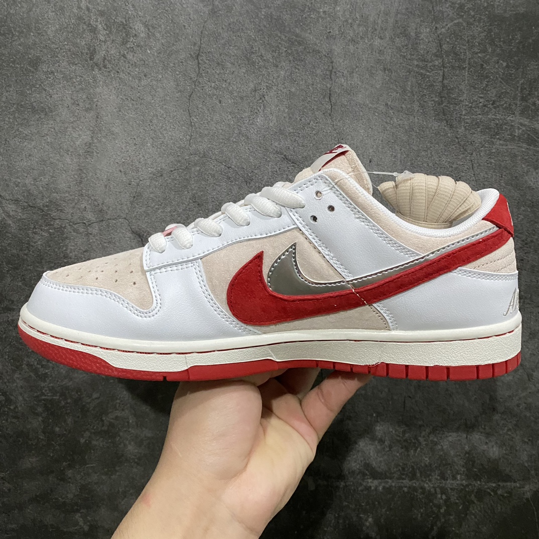 Customized NK Dunk Low High-end Custom Valentine's Day Limited Double Hook White and Red CT2552-188