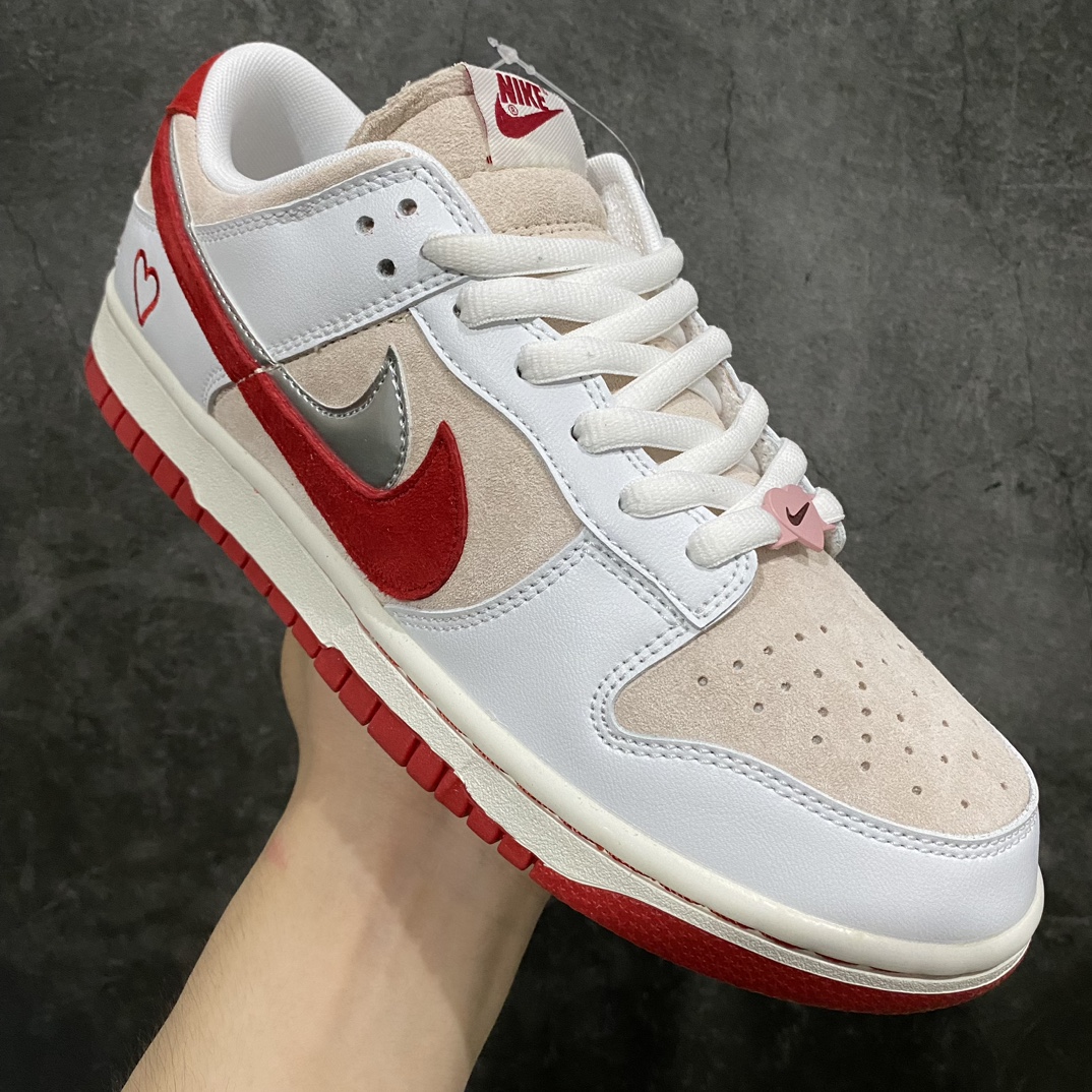 Customized NK Dunk Low High-end Custom Valentine's Day Limited Double Hook White and Red CT2552-188