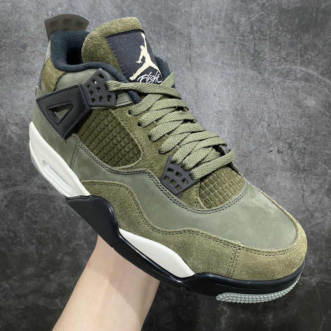 Original version of Air Jordan 4 ”Olive Canvas” military green low-top non-slip shock-absorbing wear-resistant FB9927-200