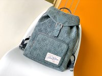 Louis Vuitton LV Montsouris Bags Backpack Canvas Cowhide Denim Fabric Vintage M22534