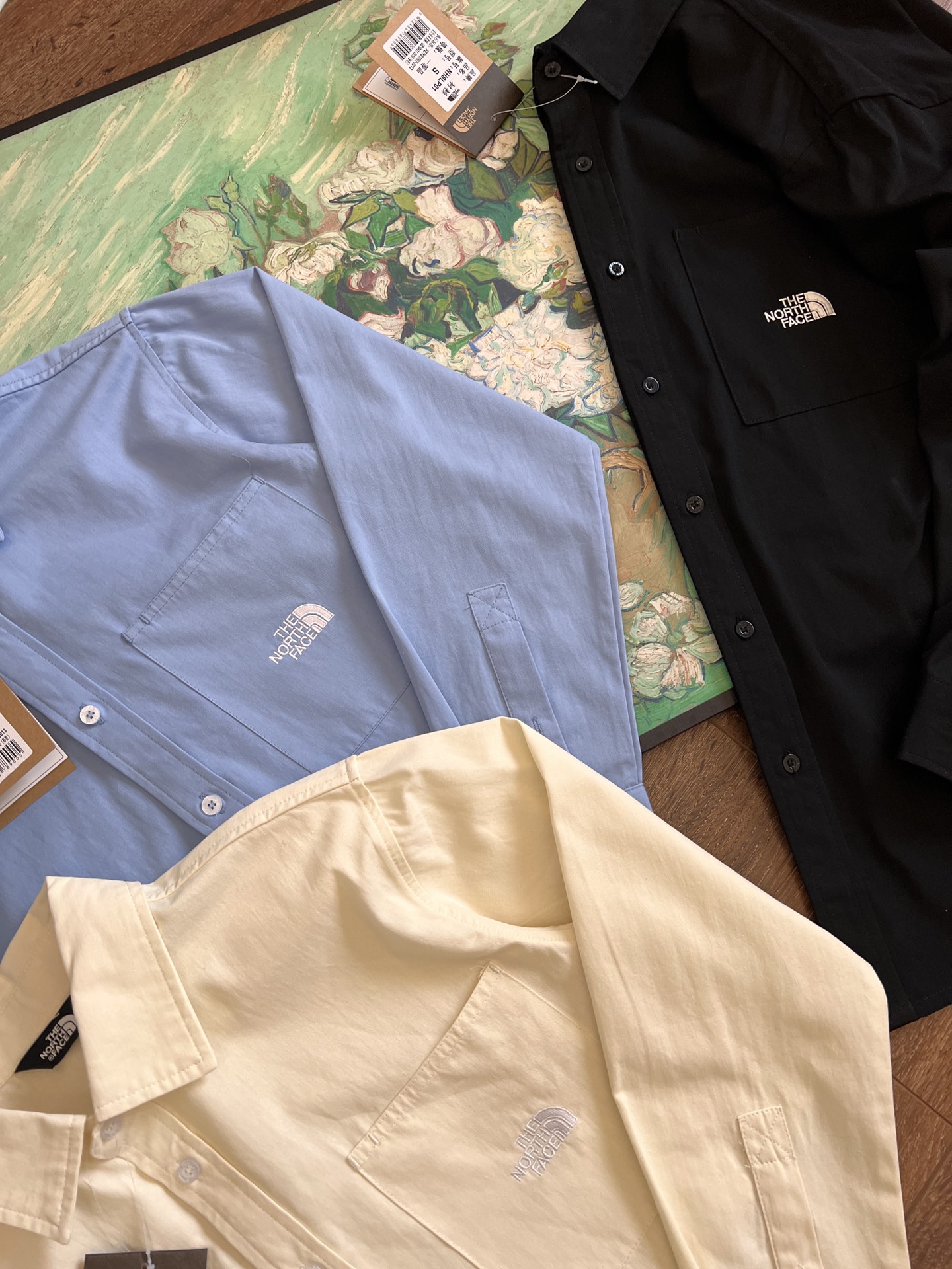 Korean Order: The North Face Embroidered Logo Shirt, Urban Style, Pure Cotton, Couples. - 图片 6