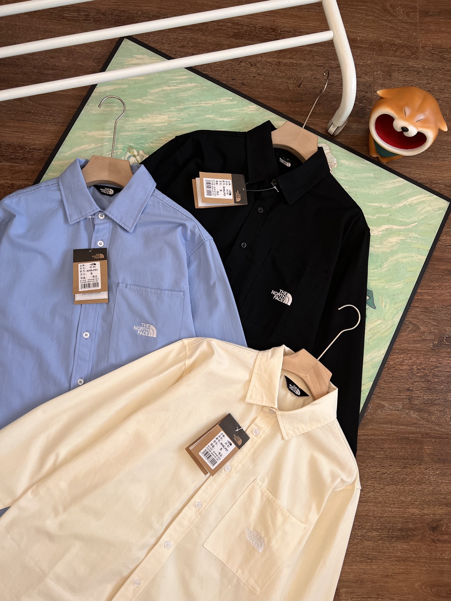 Korean Order: The North Face Embroidered Logo Shirt, Urban Style, Pure Cotton, Couples. - 图片 3