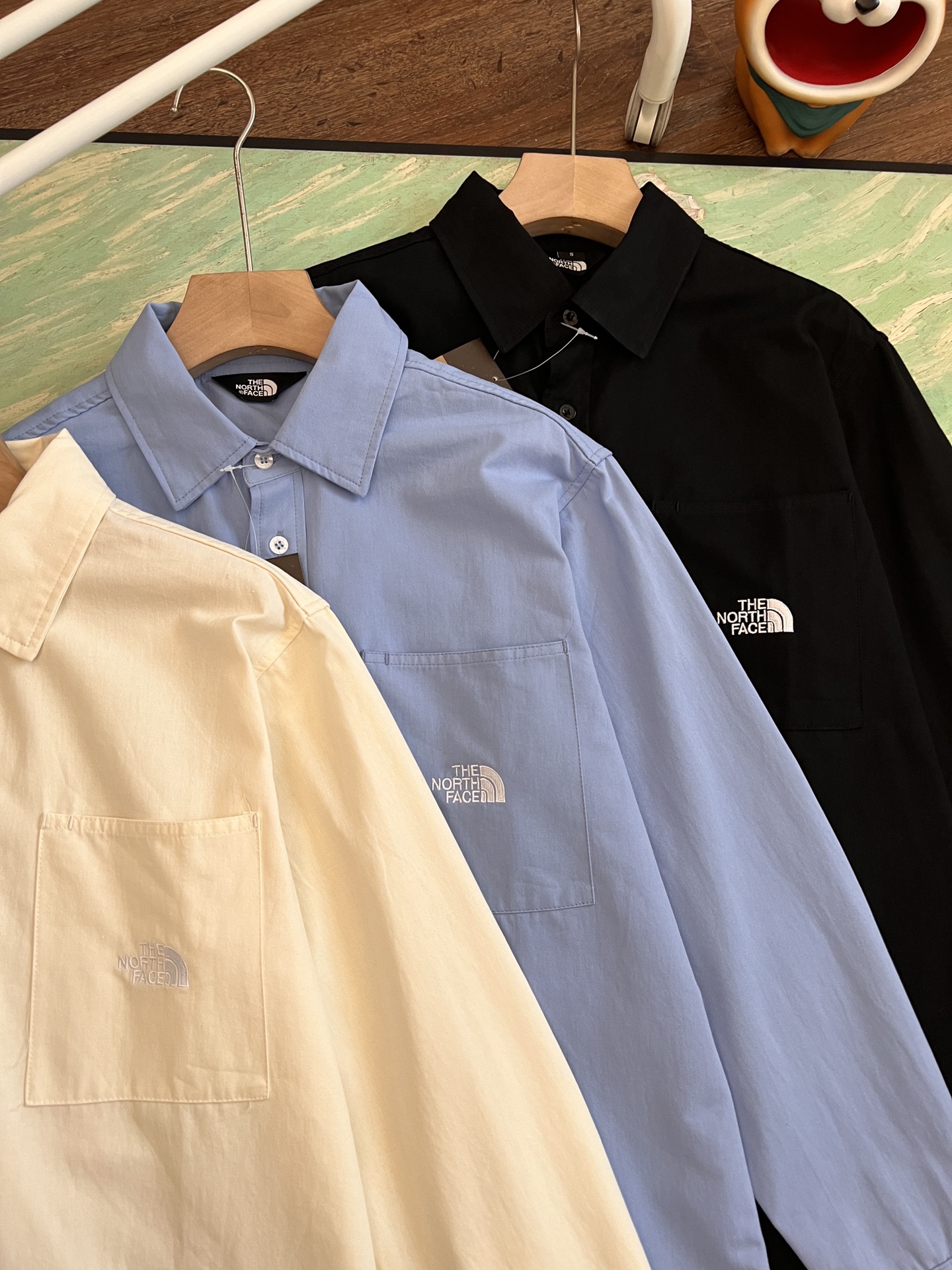 Korean Order: The North Face Embroidered Logo Shirt, Urban Style, Pure Cotton, Couples. - 图片 2