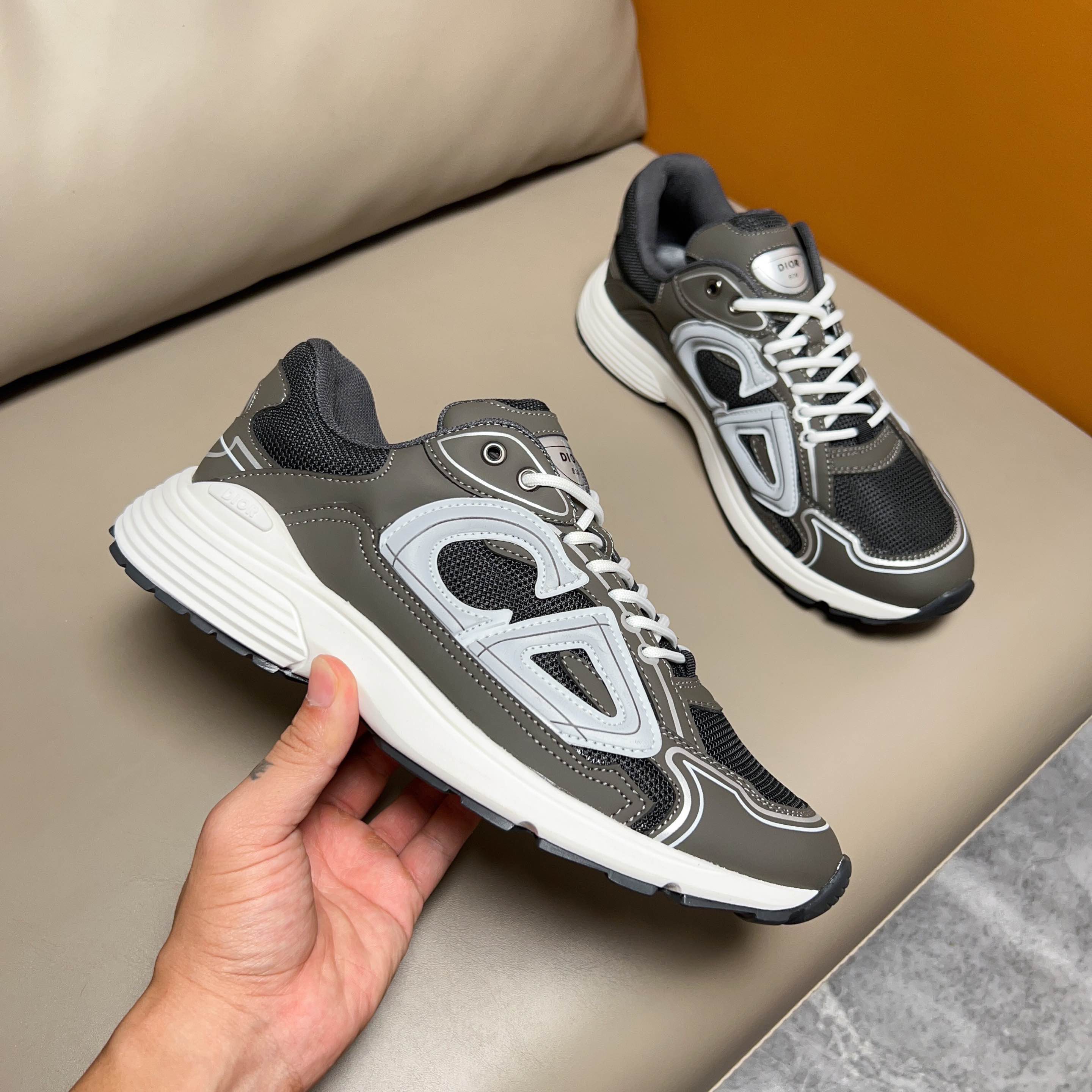 Dior B30 Men's Sneakers Grey Mesh CD30 Reflective Logo Size 38-45 5 a1690620440873 0655