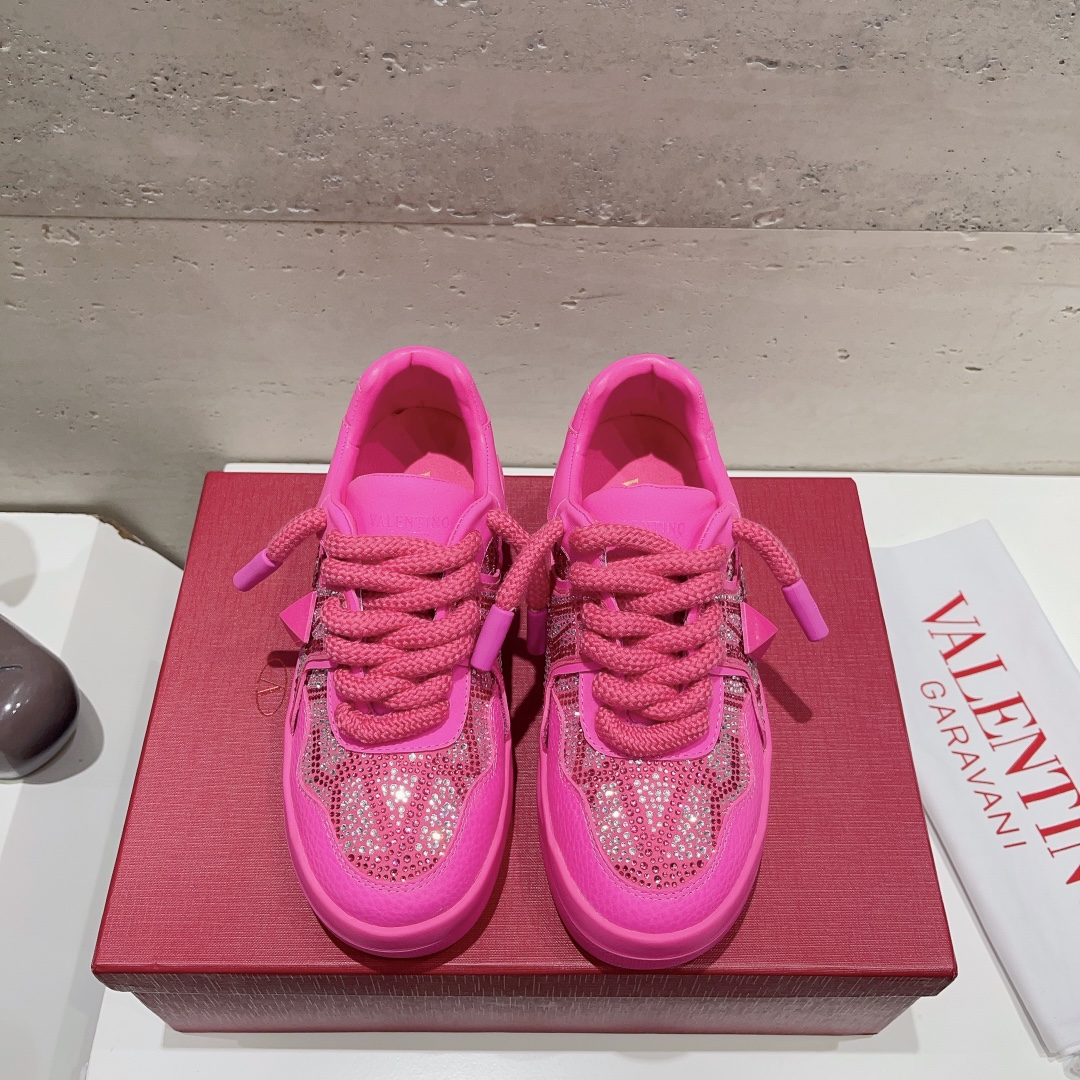 Valentino Casual Shoes Pink Women Men Cowhide Silk TPU Spring Collection Fashion Casual