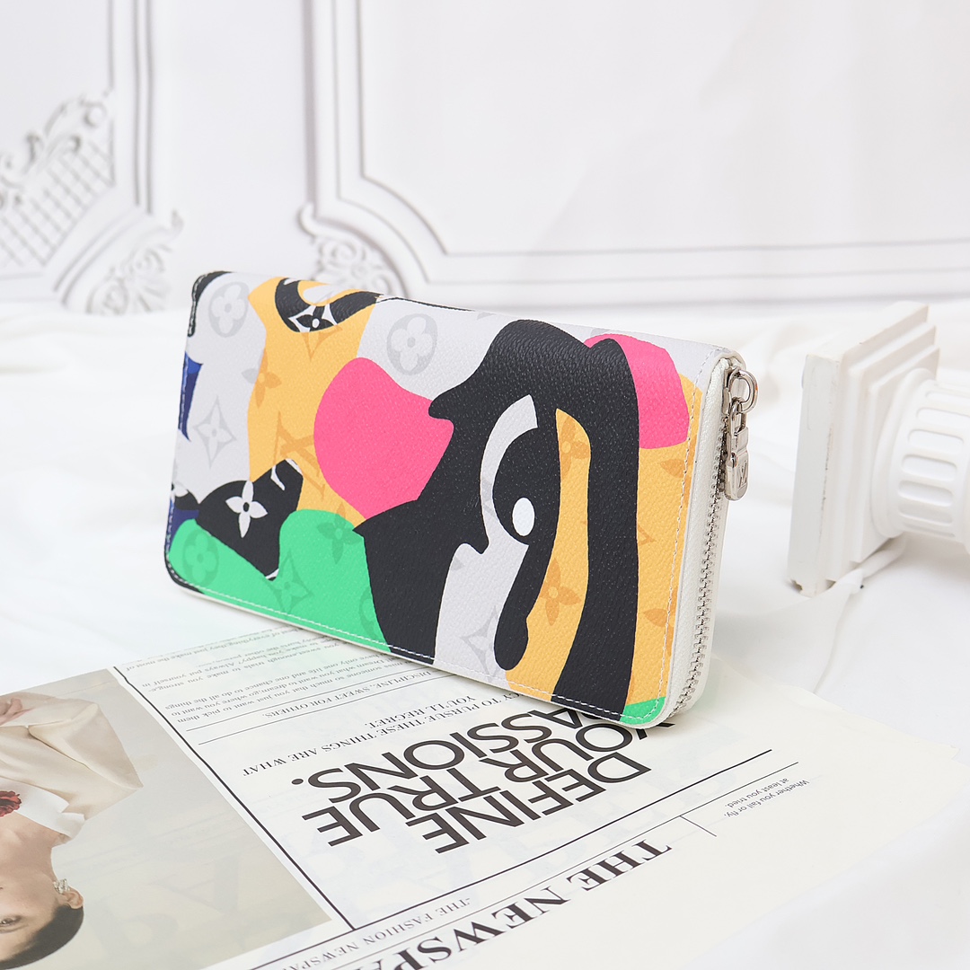 Close up of leather zipper wallet texture