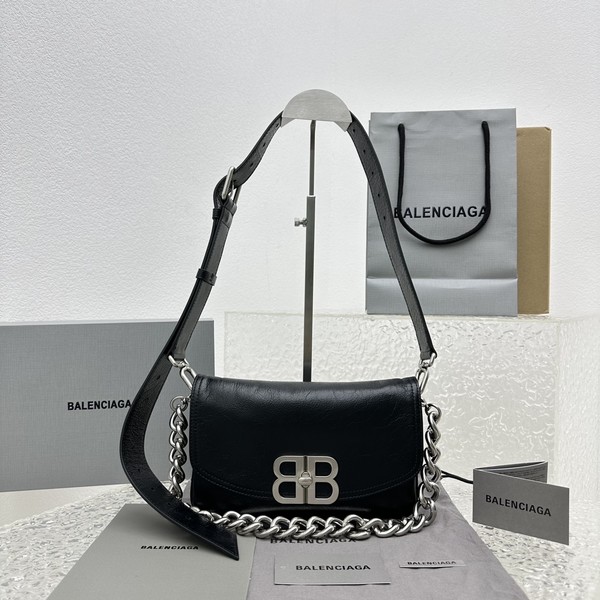 Balenciaga Crossbody & Shoulder Bags Black White Unisex Cowhide Casual