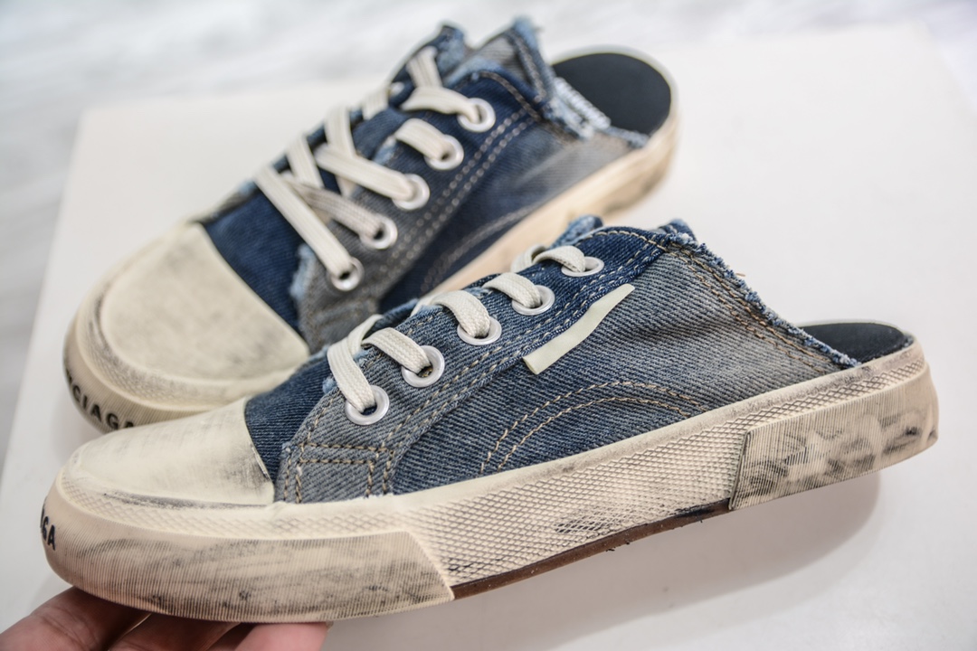 Pure original version BALENCIA GA22 summer new PARIS worn and distressed effect casual low-top canvas shoes