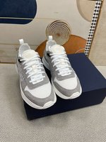 Dior Shoes Sneakers Splicing Unisex Cowhide Fabric Polyester Silk TPU Casual
