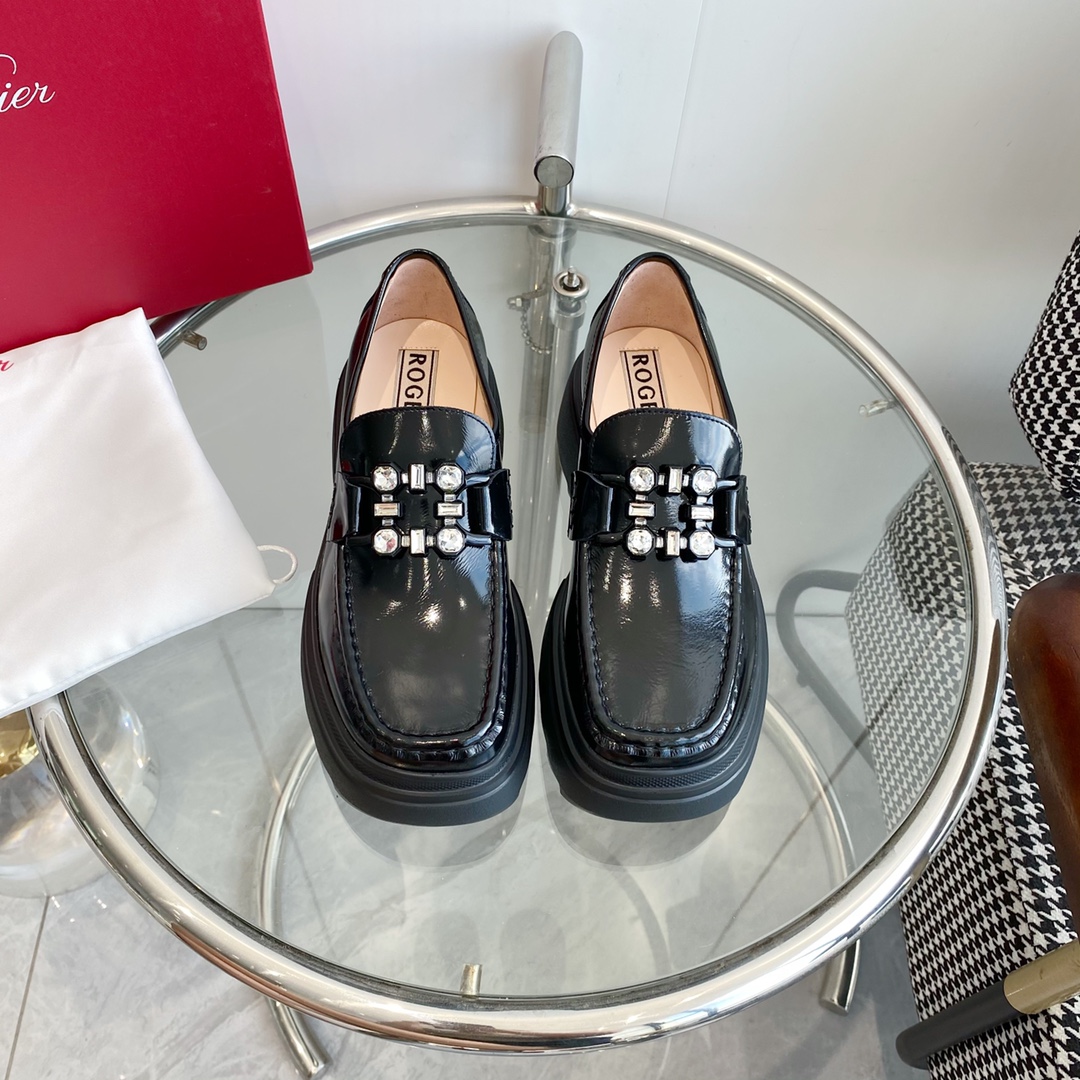  360Roger Vivier〰RV nuevo taladro de fondo grueso hebilla zapatos/botas cortas Botines chelsea de pr