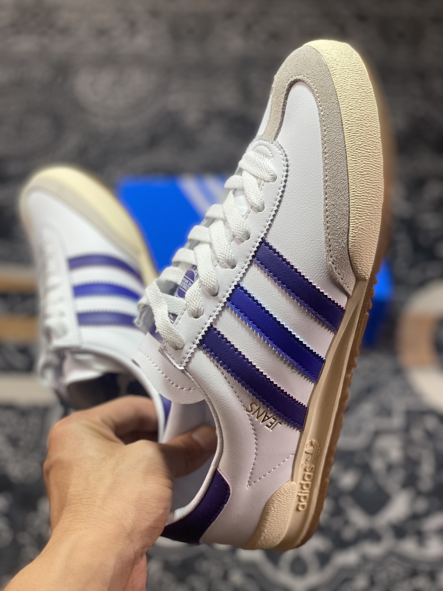 Adidas Originals Jeans Low Jones series low-top retro jogging shoes ”leather white light gray grape purple” GW5753