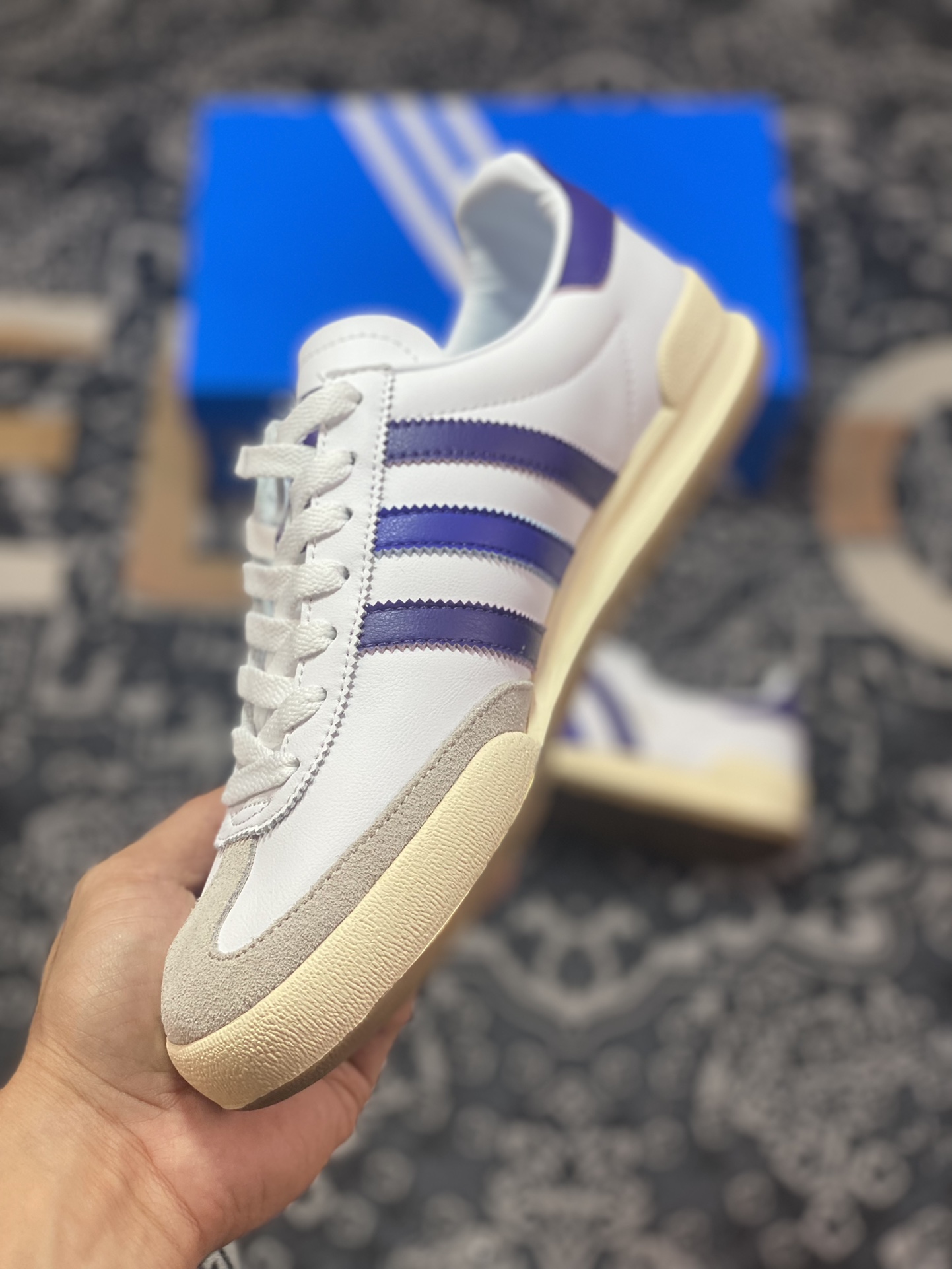 Adidas Originals Jeans Low Jones series low-top retro jogging shoes ”leather white light gray grape purple” GW5753