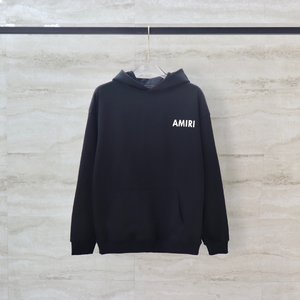 Amiri Clothing Hoodies Black Unisex Cotton Fall Collection Trendy Brand Hooded Top