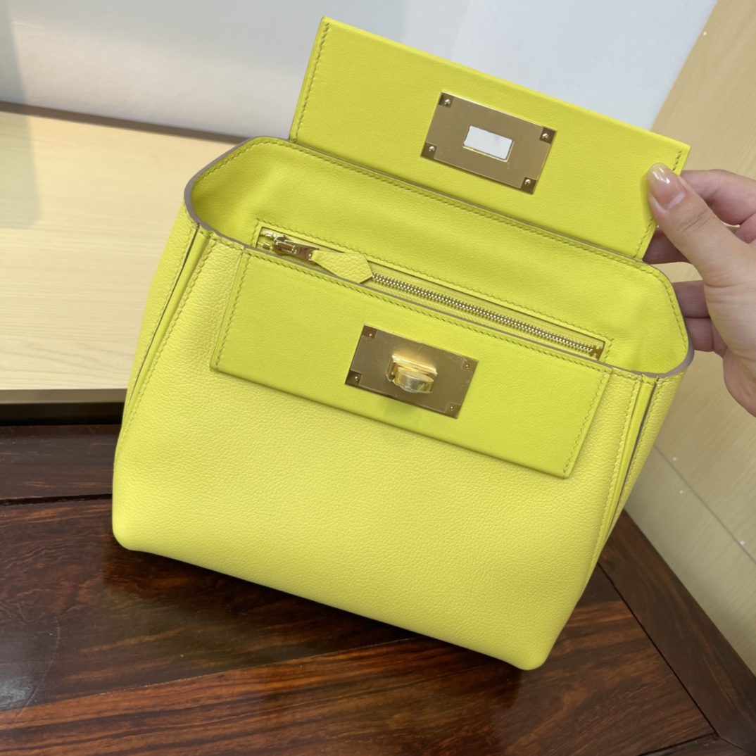 Hermès Kelly 2424 Mini Lemon Yellow Evercolor/Swift Leather Handbag 9 i1690705431 8731 7