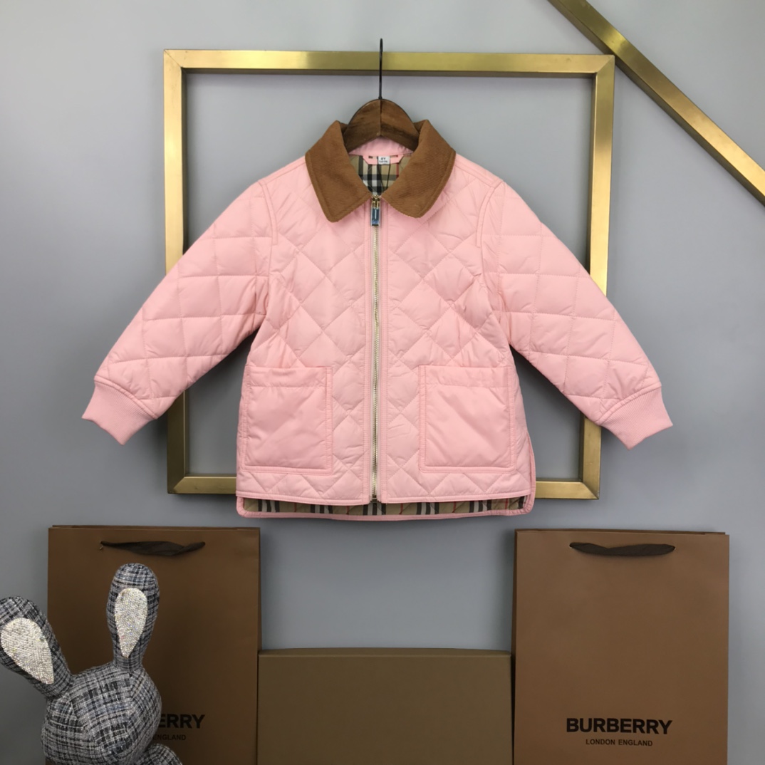 Burberry Clothing Coats & Jackets Apricot Color Black Pink Lattice Unisex Cotton Fall/Winter Collection Fashion