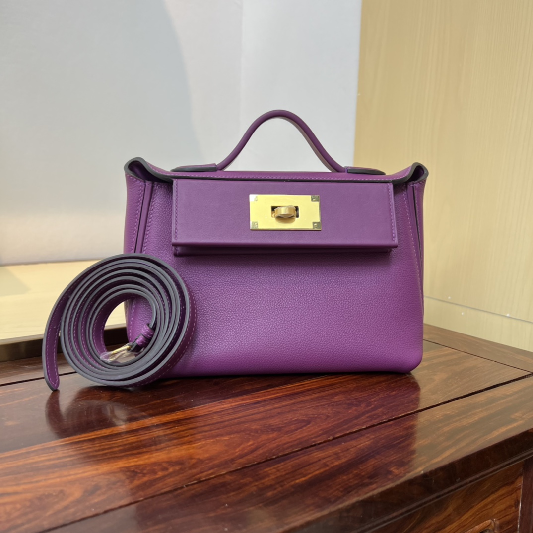 Kelly 2424 Mini Bag, 21cm Evercolor Leather Sea Anemone Purple Handbag 5 i1690708967 1264 8