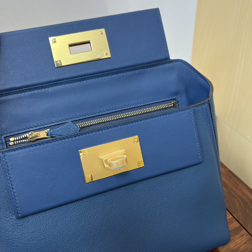 Elegant Evercolor Leather Kelly 2424 Mini Handbag - Deep Blue, 21cm 9 i1690709513 5391 7