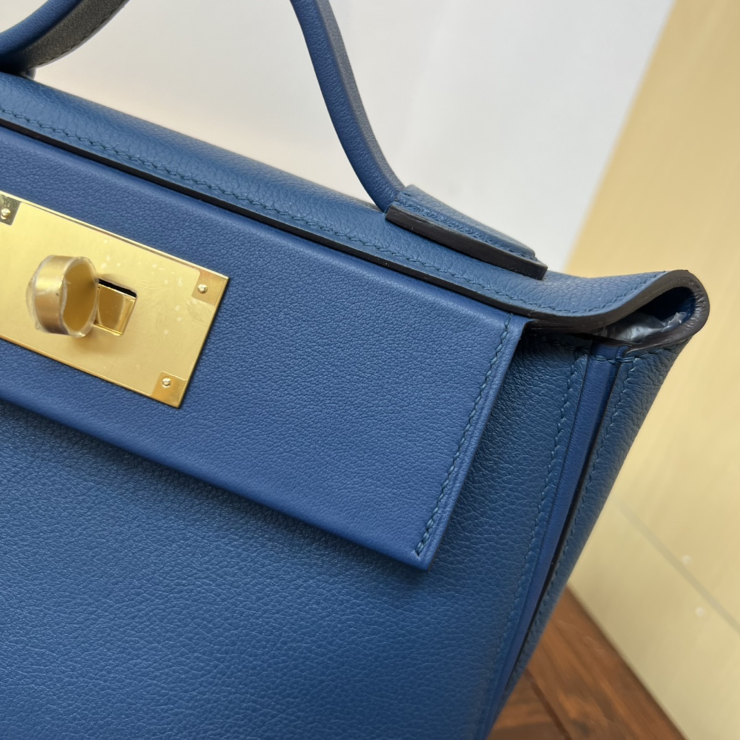 Elegant Evercolor Leather Kelly 2424 Mini Handbag - Deep Blue, 21cm 6 i1690709513 8874 4