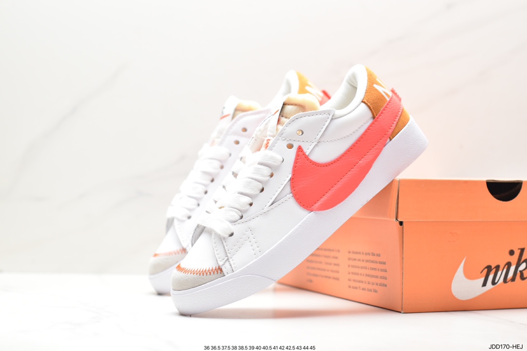 NK Blazer Low'77 Jumbo White and Yellow Classic All-match Low-top Blazer Casual Sports Shoes DD3111-108