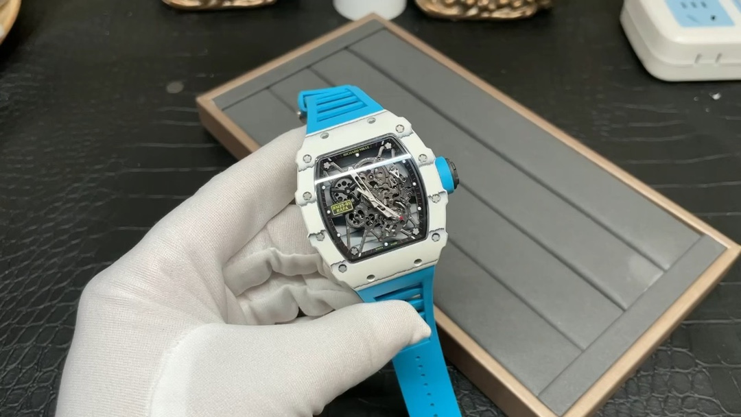 Richard Mille 理查德RM35-01碳纤维 白色碳纤维蓝色带