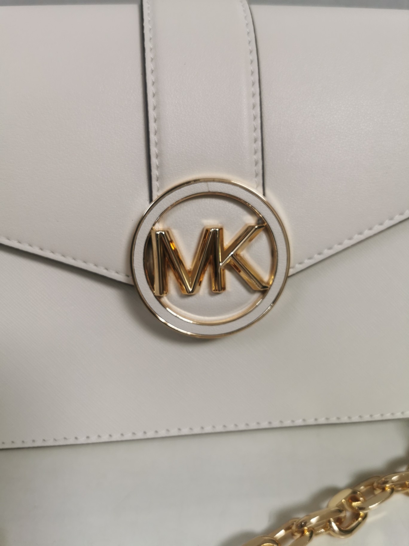 Michael Kors MK独家新款Carmen中号信封包链条翻盖牛皮单肩斜挎包， 大字母五金，五金链条手提和长肩带斜挎包，双肩带可拆卸