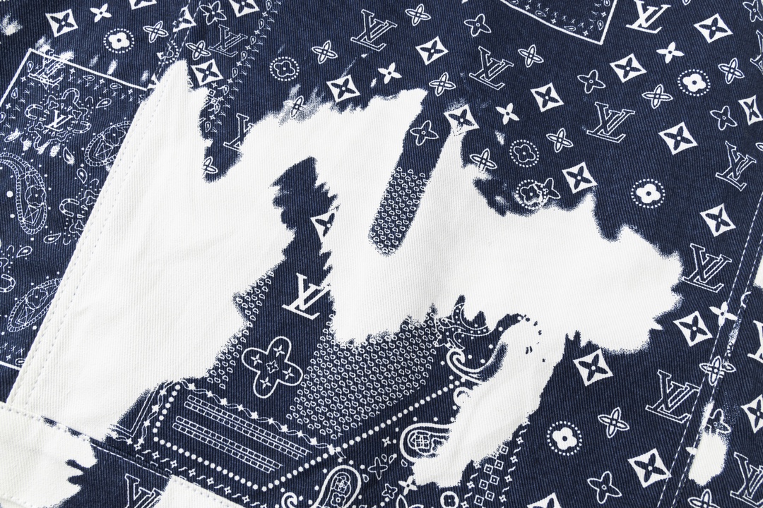 LouisVuitton路易威登23FW新款腰果花扎染印花牛仔外套 腰花蓝