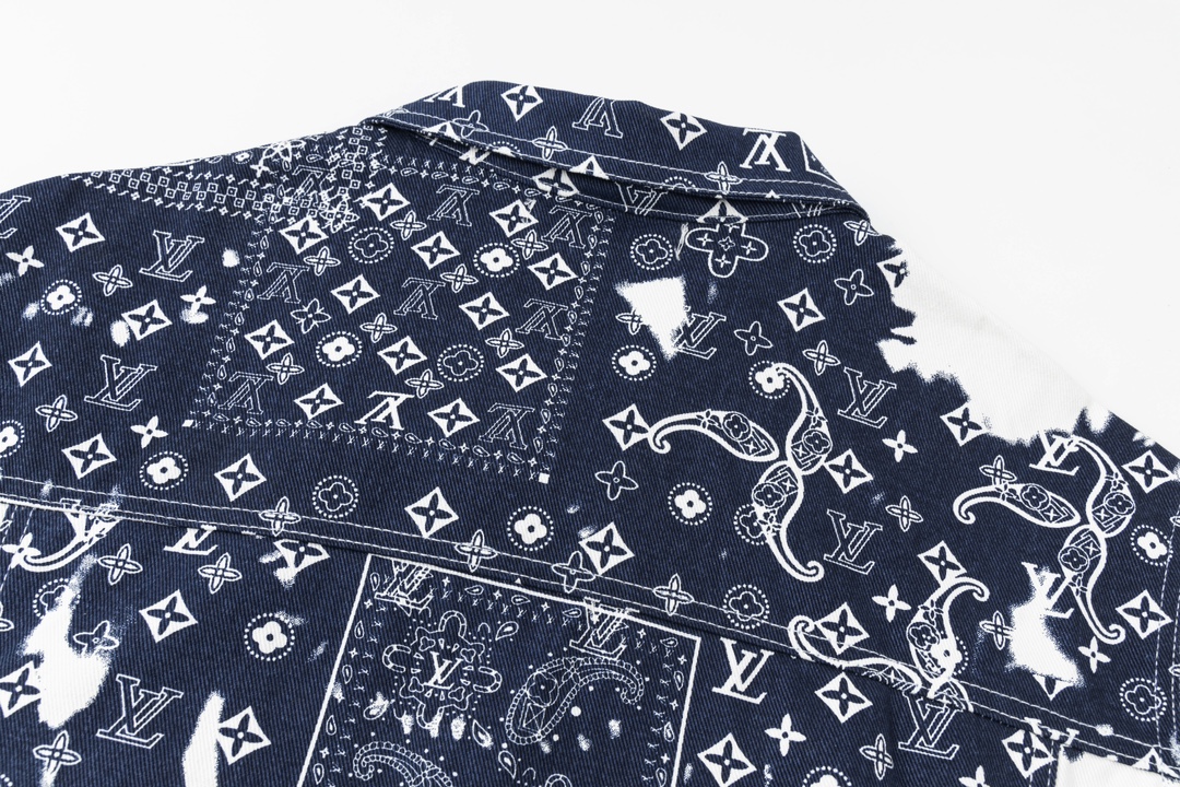 LouisVuitton路易威登23FW新款腰果花扎染印花牛仔外套 腰花蓝