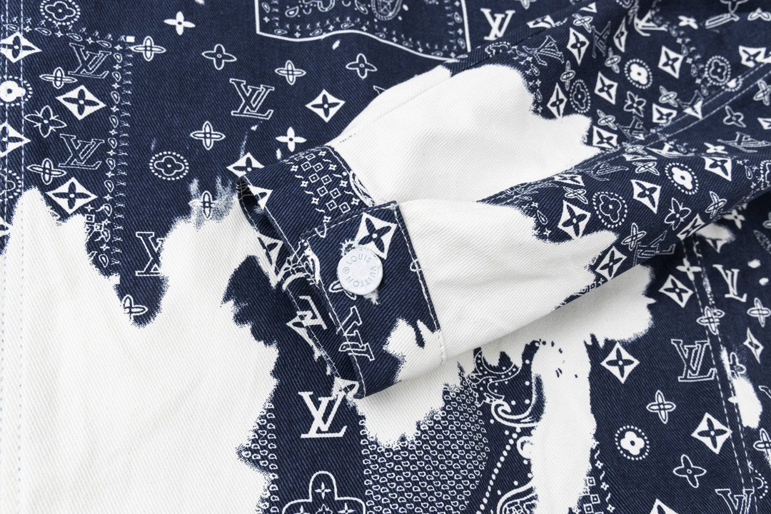 LouisVuitton路易威登23FW新款腰果花扎染印花牛仔外套 腰花蓝