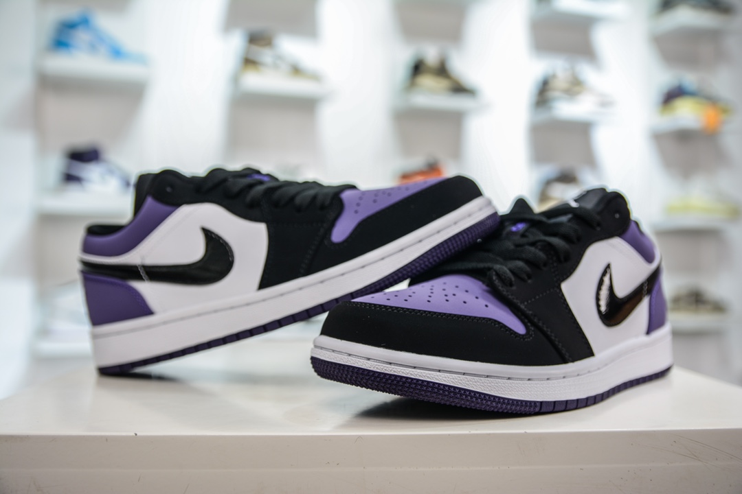 Air Jordan 1 Low AJ1 low-top cultural leisure sports shoes black and white purple 553558-125