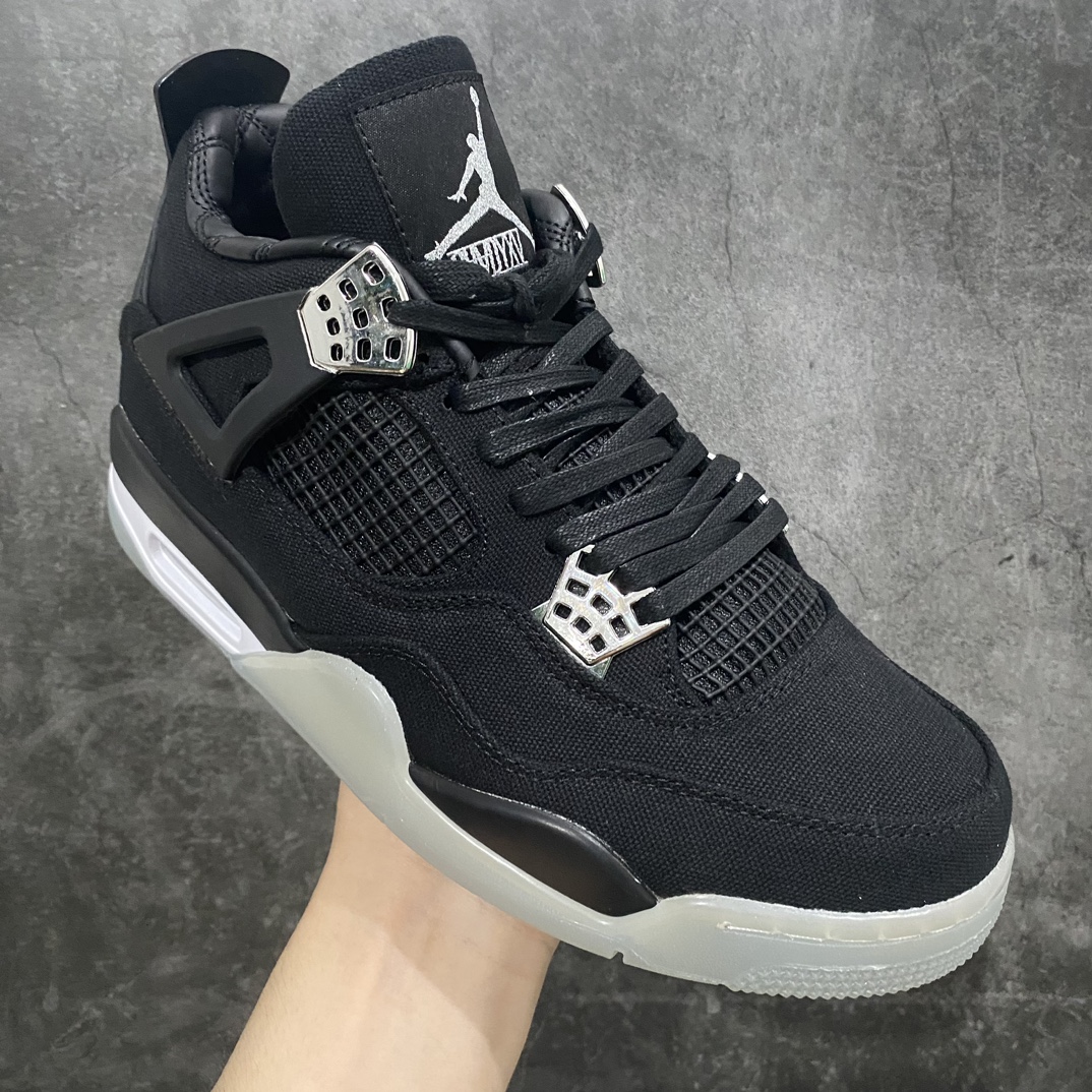 Little Green x Version Eminem x Carhartt x Nike Air Jordan 4 Retro ”Black/Metallic Silver” AJ4 Mid-cut Retro Casual Sports Culture Basketball Shoes ”Joint Canvas Black Silver Workwear” AJ4-136863