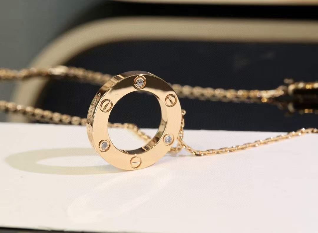 Cartier Cartier/卡地亚 玫瑰金三钻 圆饼锁骨项链