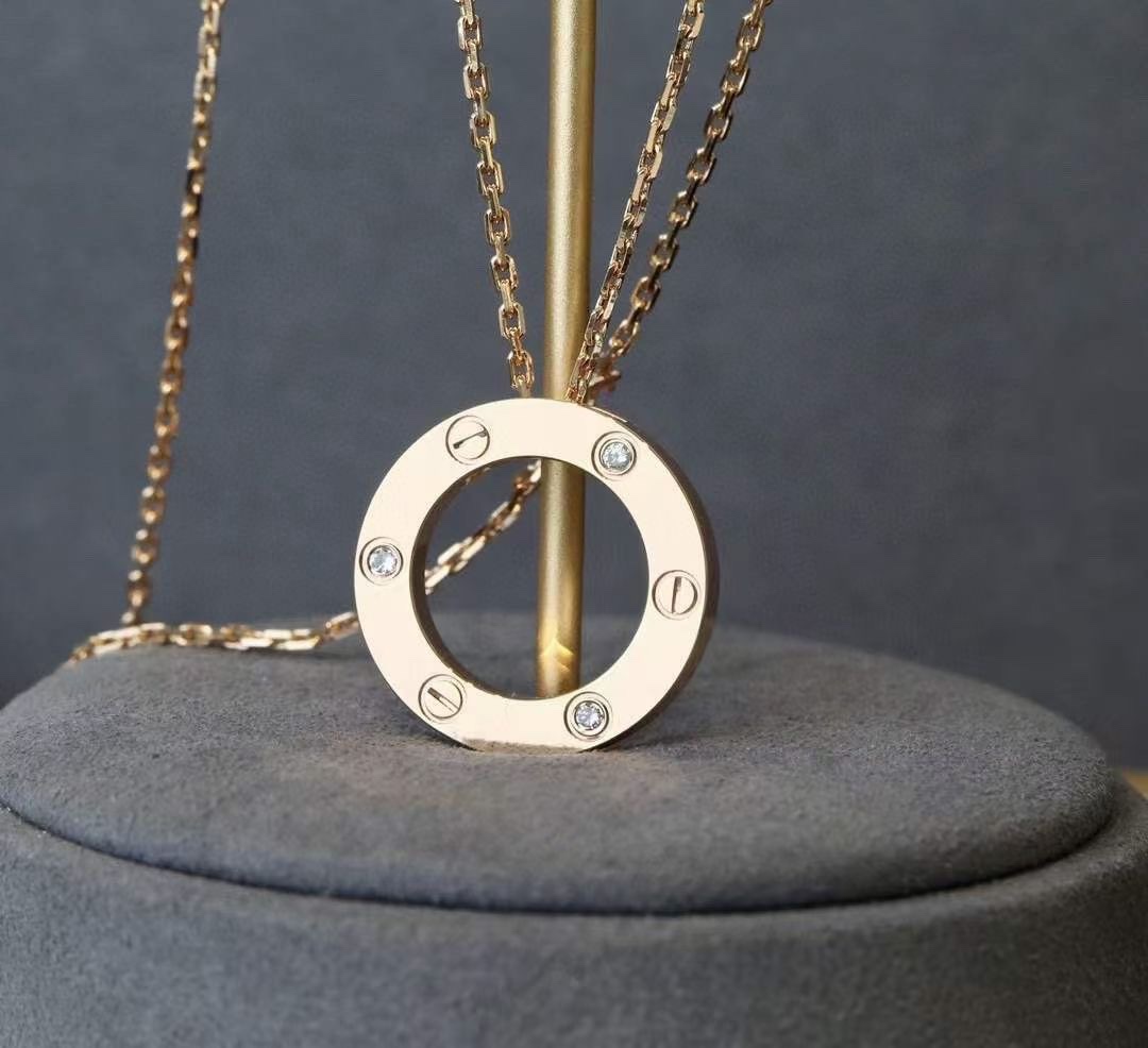 Cartier Cartier/卡地亚 玫瑰金三钻 圆饼锁骨项链