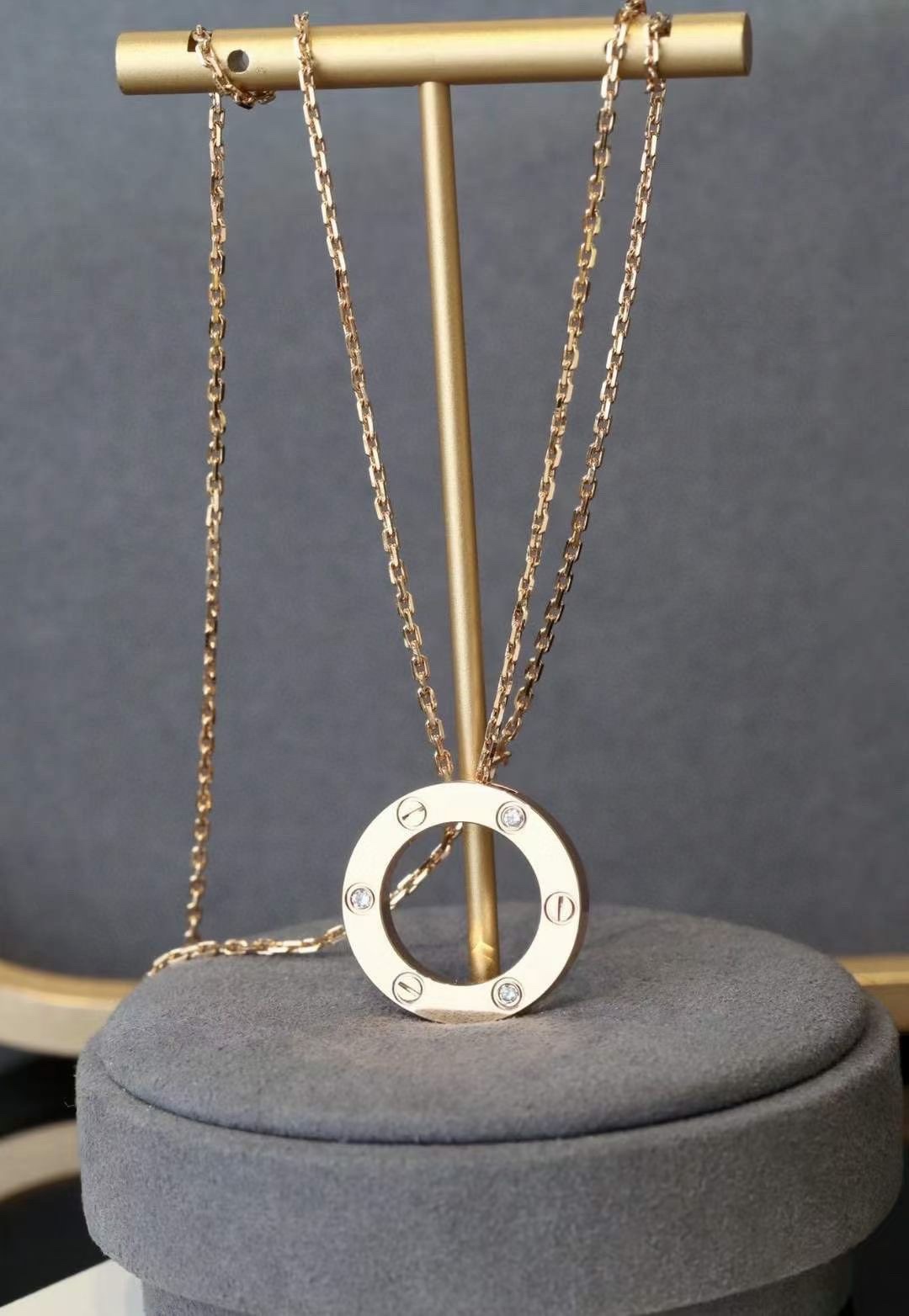 Cartier Cartier/卡地亚 玫瑰金三钻 圆饼锁骨项链
