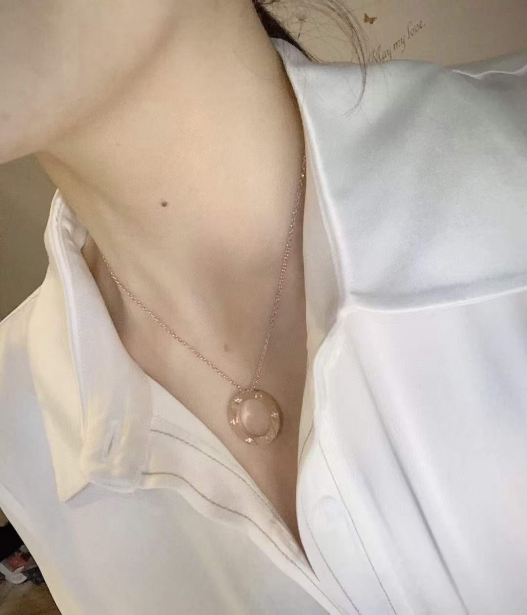 Cartier Cartier/卡地亚 玫瑰金三钻 圆饼锁骨项链