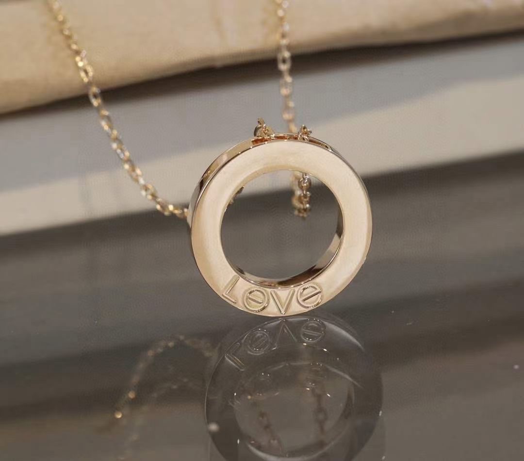 Cartier Cartier/卡地亚 玫金瑰全钉 圆锁饼骨项链