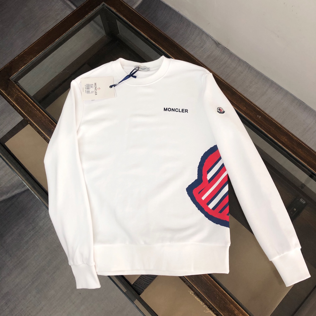 Moncler Clothing Sweatshirts Black Blue White Unisex Cotton Fall/Winter Collection Long Sleeve
