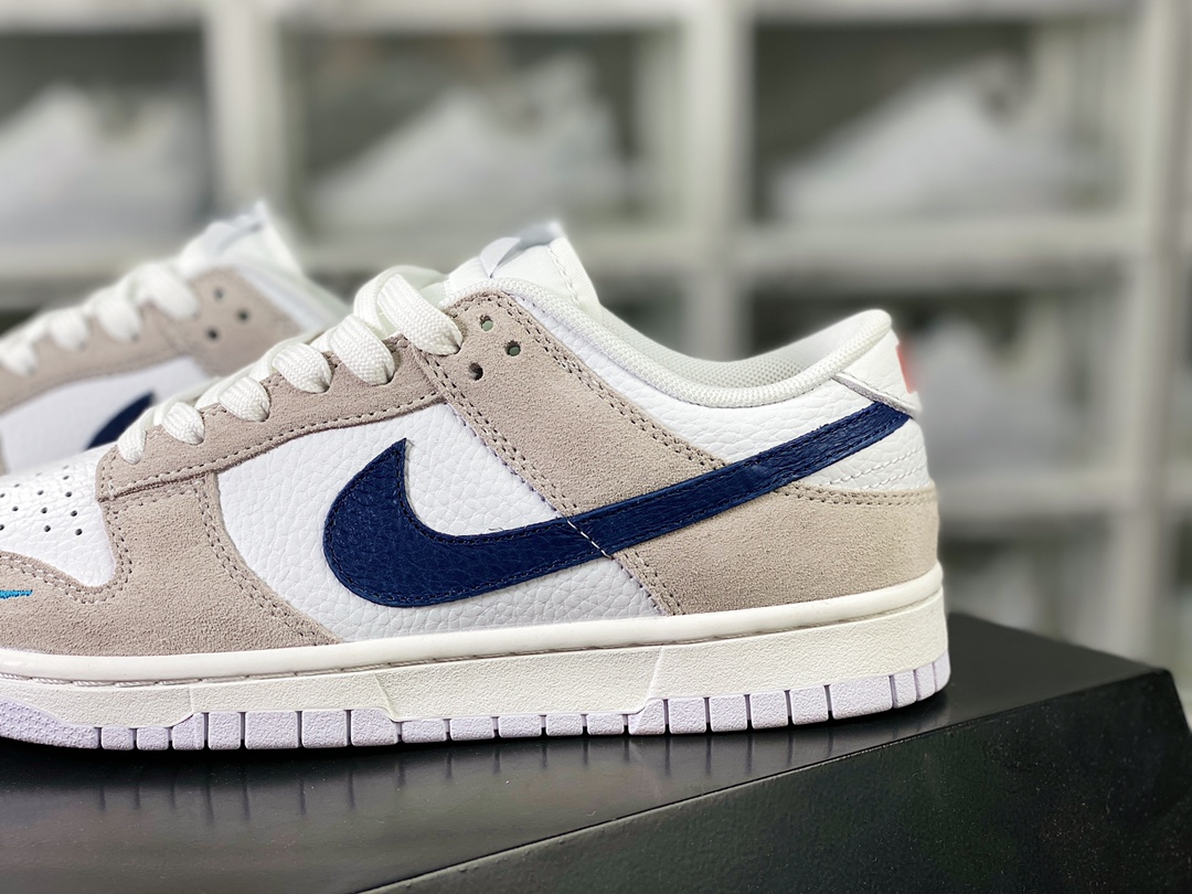 SB Dunk Low GS”Mini Swoosh/White/Grey” Dunk Series Low-top Sneakers ”Leather Light Gray Blue” FJ4227-001